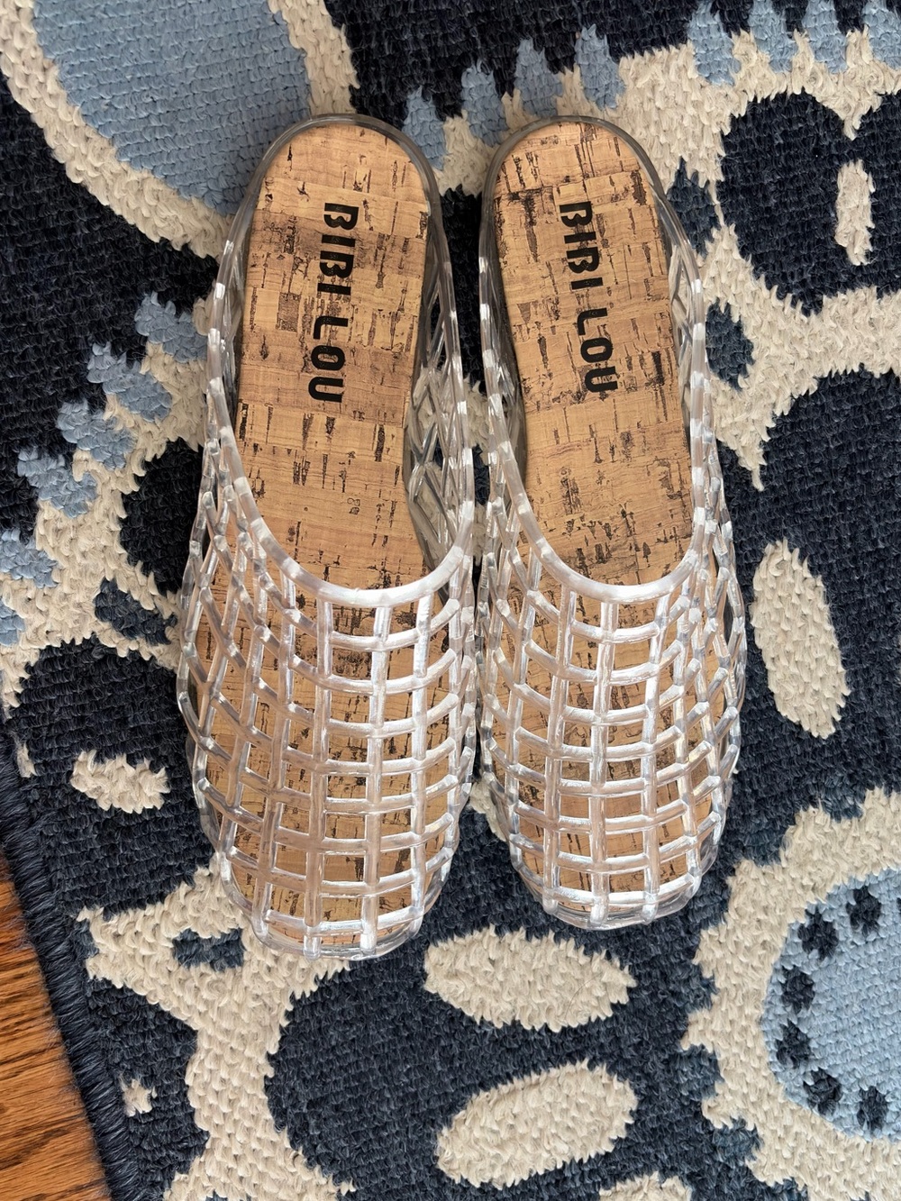 Anthropology Bibi Lou Clear Cage Slide Mules — Transparent Cork Insole size 41